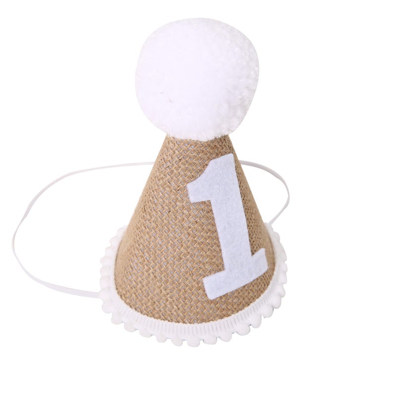 BOOMPA 1st Birthday Decorations - First Birthday Headband, White Hat - Baby Angel Cake Smash Photo Booth Props and Backdrop (White-1) - Image 5
